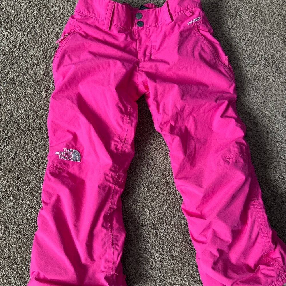 Girls the North face pink snow pants size 7/8